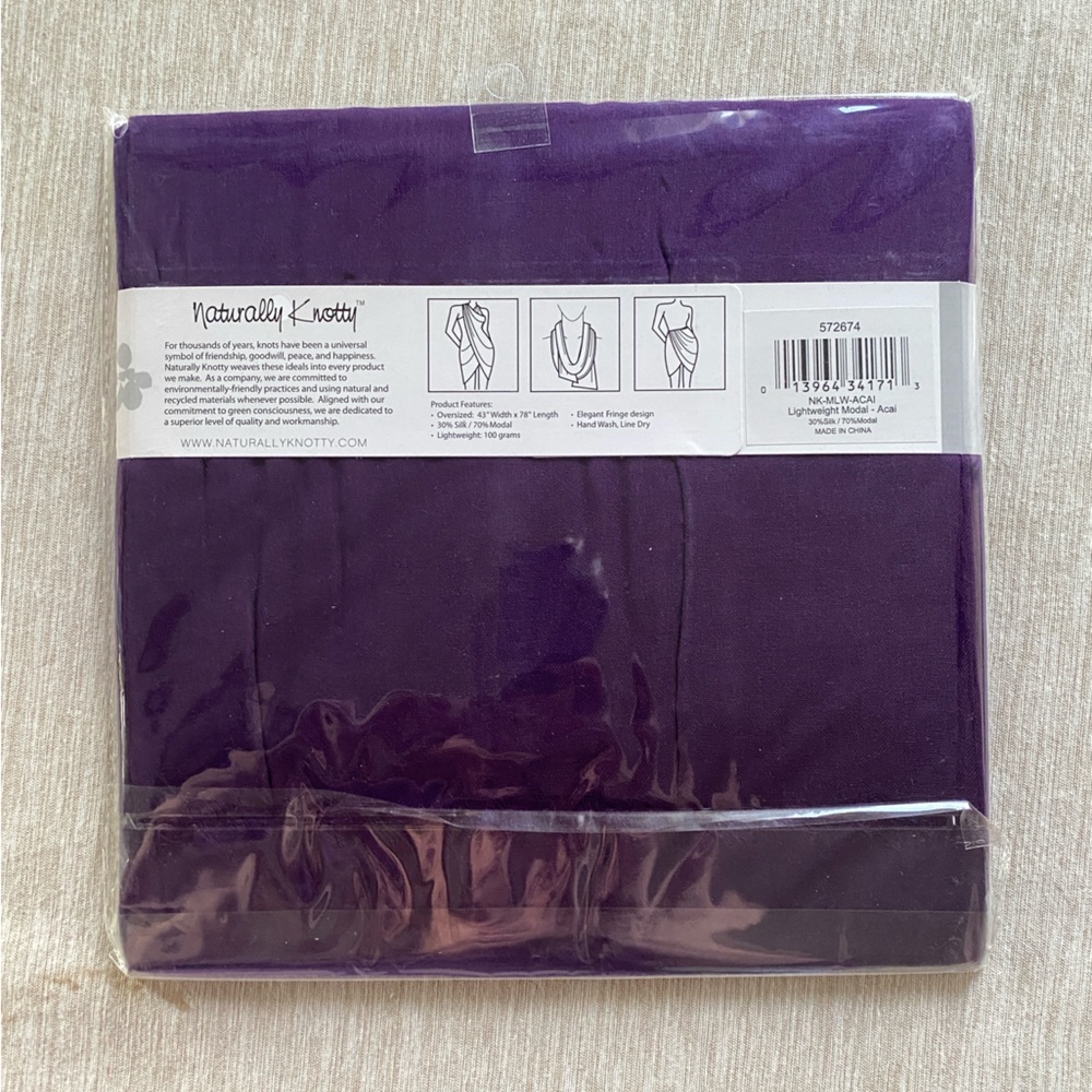 Naturally Knotty Lightweight Modal purple oversize soft wrap scarf silk modal - Picture 3 of 5